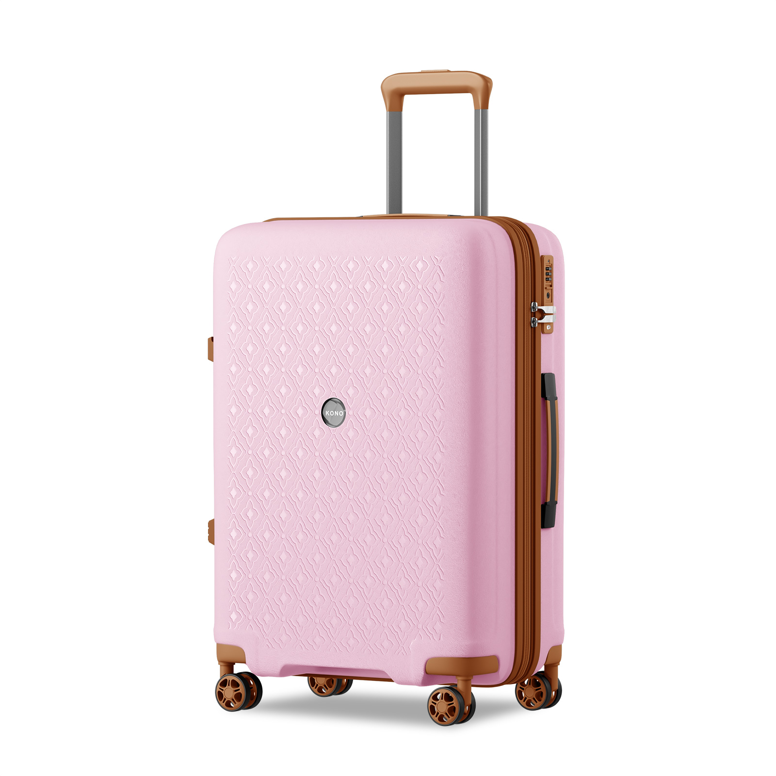 Cestovný kufor z polypropylénu Kono 76 L - ružovo-hnedý