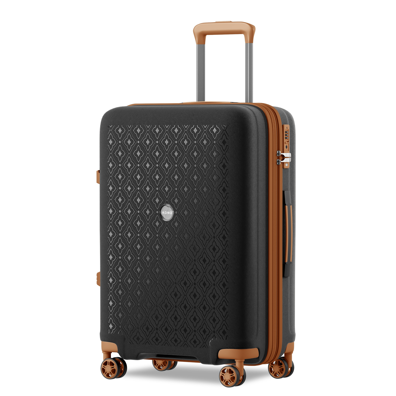 Cestovný kufor z polypropylénu Kono 114 L - čierno-hnedý