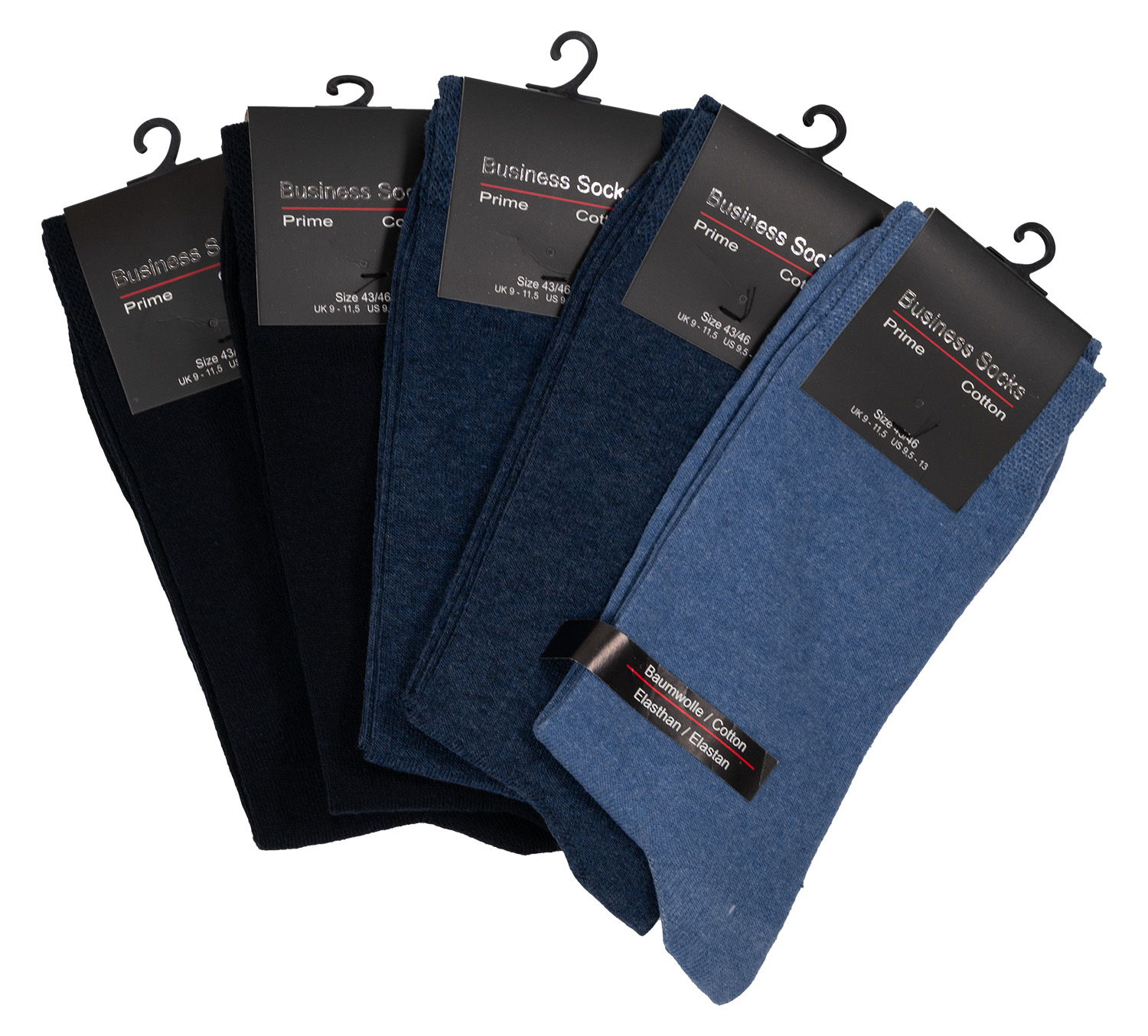 Business Socks Pánske bavlnené business ponožky 5 párov - odtiene modrej Veľkosť: 39-42