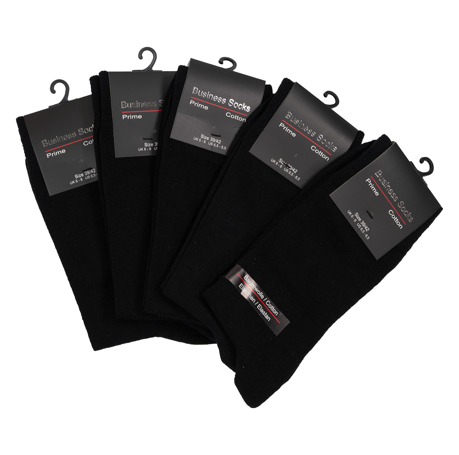 Business Socks Pánske bavlnené business ponožky 5 párov - čierne Veľkosť: 39-42