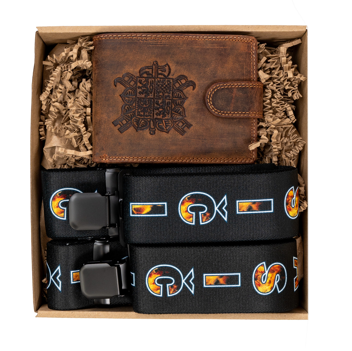 PIX Darčekový set pre muža - Kožená peňaženka a traky - Hasiči