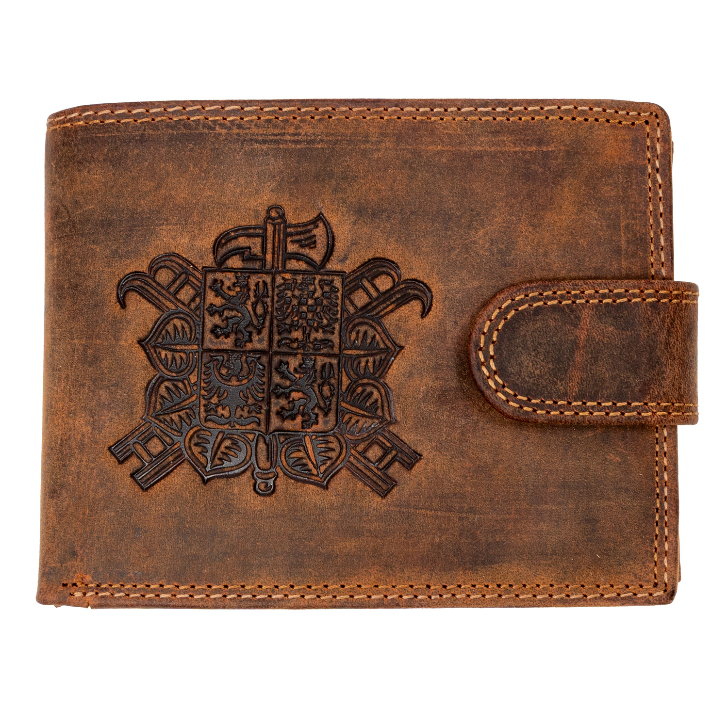 Wild Kožená pánska peňaženka s prackou Hasiči - hnedá