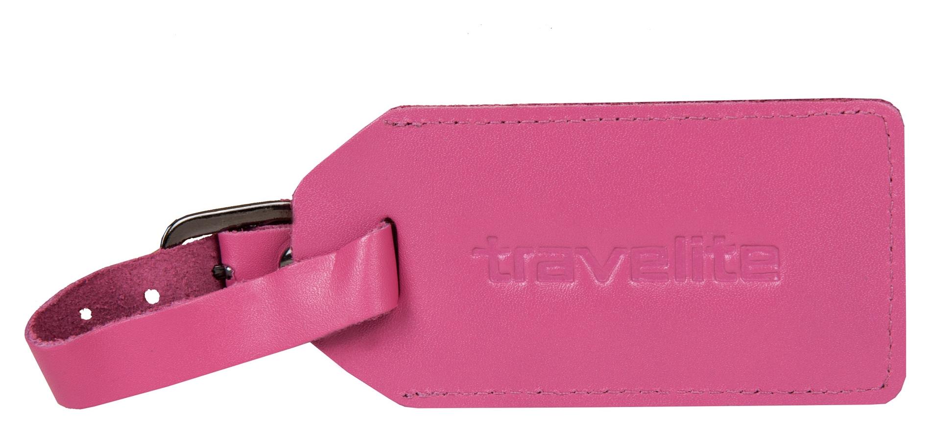 Kožená menovka na batožinu Travelite II - ružová