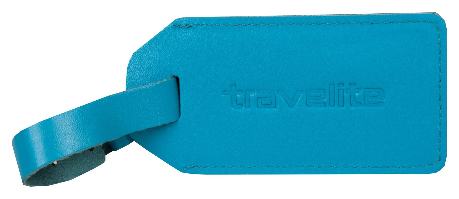 Kožená menovka na batožinu Travelite II - modrá