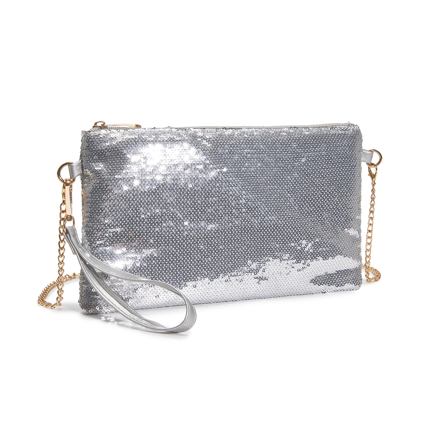 Elegantná večerná kabelka s flitrami - strieborná