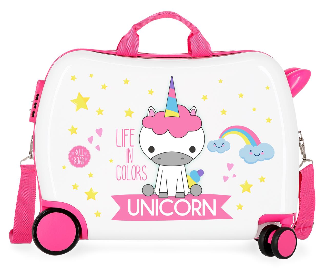 Roll Road Detský kufor na kolieskach - odrážadlo - Unicorn