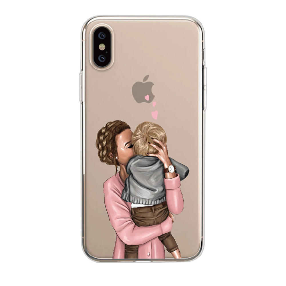 E-shop Cases Kryt na mobil Iphone - mamička bozkáva synčeka na mobil: iPhone X/XS