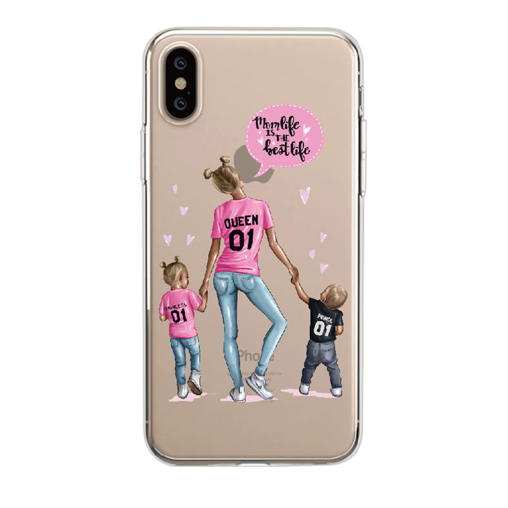 E-shop Cases Kryt na mobil Iphone - Mama s dcérou a synom za ruku na mobil: iPhone X/XS