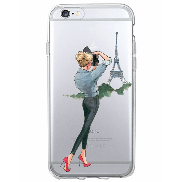 E-shop Cases Kryt na mobil Iphone - Slečna pri Eiffelovej veži s foťákom na mobil: iPhone 6/6S