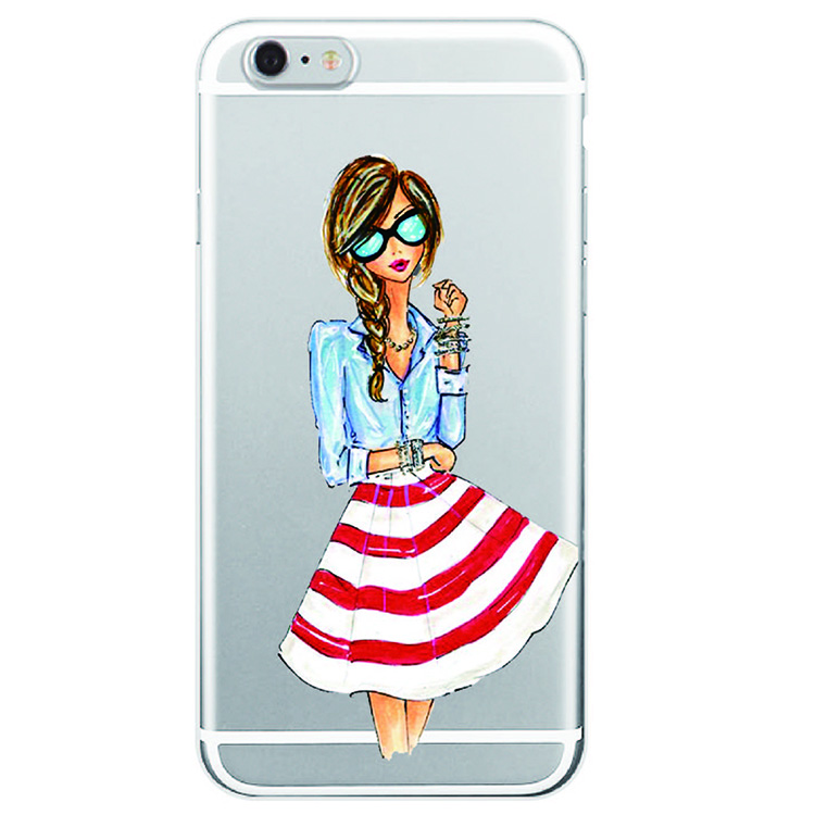 E-shop Cases Kryt na mobil Iphone - Slečna v červeno bielej sukni na mobil: iPhone 6/6S
