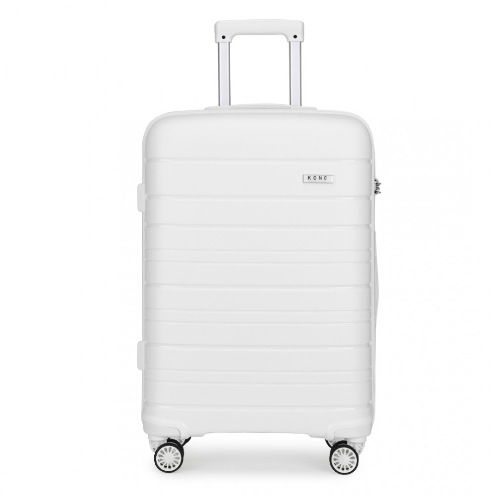 KONO Cestovný kufor na kolieskach Classic Colection PP - biely - 39L