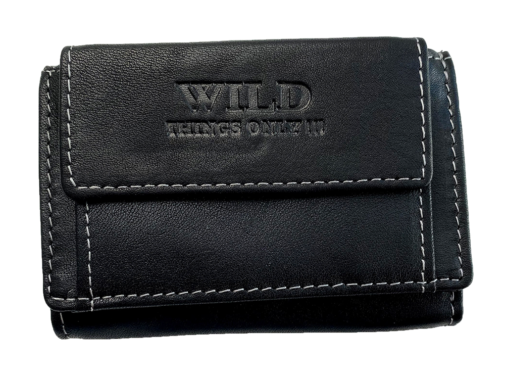 E-shop Pánska kožená vrecková peňaženka Wild väčšia Farba: Čierna