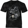Pánske batikované tričko The Mountain - Mountain Trio Moon - vlci - čierne