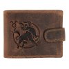 Luxusná pánska peňaženka s prackou s obrázkom znamení zverokruhu - Býk - hnedá