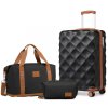 British Traveller set 34L kufra a cestovnej tašky s toaletným puzdrom - čierno-hnedá
