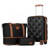 British Traveller set 34L kufra a cestovnej tašky s toaletným puzdrom - čierno-hnedá