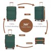KONO Set 3 cestovných kufrov s horizontálnym designom - ABS - zeleno-hnedý - 44L/66L/96L