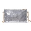 Elegantná večerná kabelka s flitrami - strieborná
