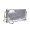 Elegantná večerná kabelka s flitrami - strieborná