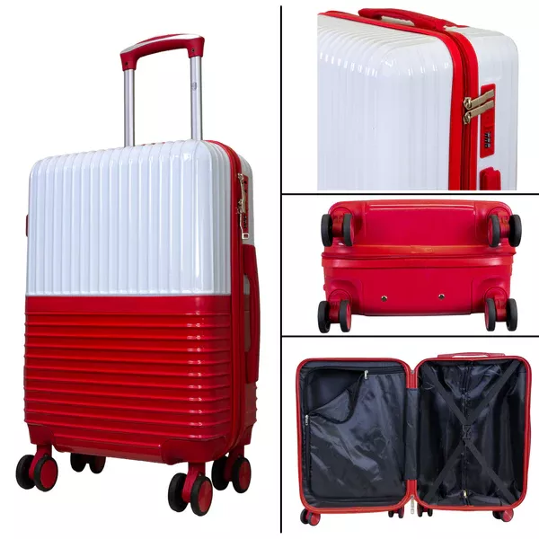 Levně MONOPOL Cestovní kufr RIGA white-red střední M