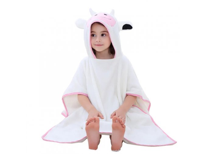 1 detske poncho s kapuci kravicka