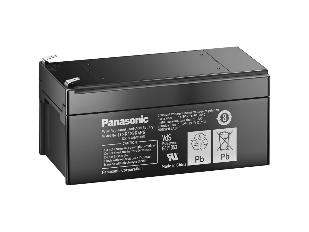 Panasonic LC-R123R4PG, 12V - 3.4Ah, záložní baterie
