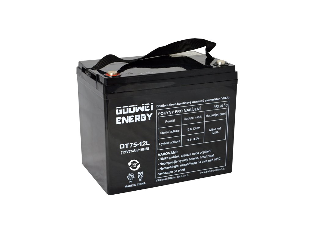 Trakční (GEL) baterie GOOWEI ENERGY OTL75-12, 75 Ah, 12V