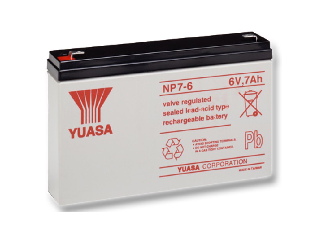 Staniční (záložní) baterie YUASA NP7-6,  7Ah, 6V