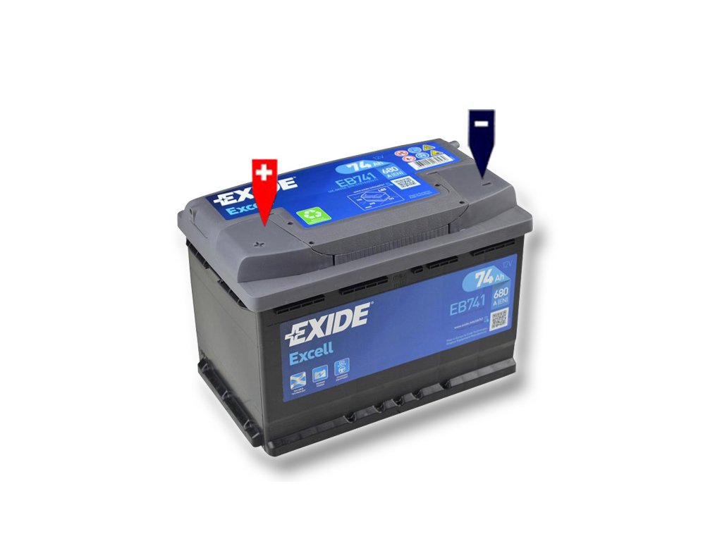 Autobaterie EXIDE Excell 74Ah, 12V, EB741 - Battery Import