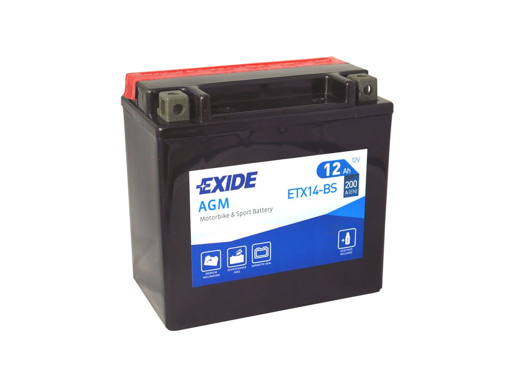 Motobaterie EXIDE ETX14BS, 12V, 12Ah, 200A Battery Import