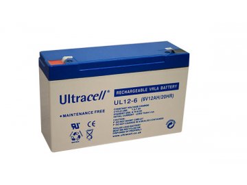 Ultracell UL12-6 (6V - 12Ah), VRLA-AGM záložní baterie