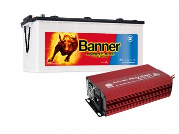 Set trakční baterie Banner Energy Bull 96801 (230Ah) + nabíječka FST ABC-1220D (20A), 12V