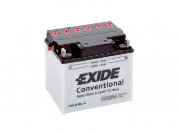 Motobaterie EXIDE BIKE Conventional E60-N30L-A, 12V, 30Ah, 300A