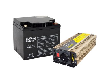 Set trakční baterie GOOWEI ENERGY OTL45-12 (45Ah) + měnič ROGERELE REP500-12 (500W), 12V