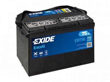 Autobaterie EXIDE Excell 75Ah, 12V, EB758