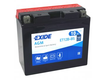 Motobaterie EXIDE ET12B-BS, 12V, 10Ah, 160A