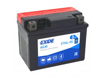 Motobaterie EXIDE ETX4L-BS, 12V, 3Ah, 50A