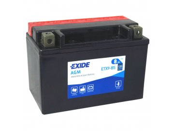 Motobaterie EXIDE ETX9-BS, 12V, 8Ah, 120A