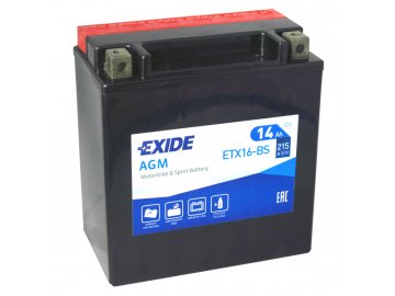 Motobaterie EXIDE ETX16-BS, 12V, 14Ah, 215A