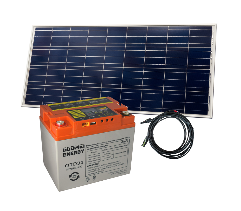 Levně Set baterie GOOWEI ENERGY OTD33 (33Ah, 12V) a solární panel Victron Energy 115Wp/12V