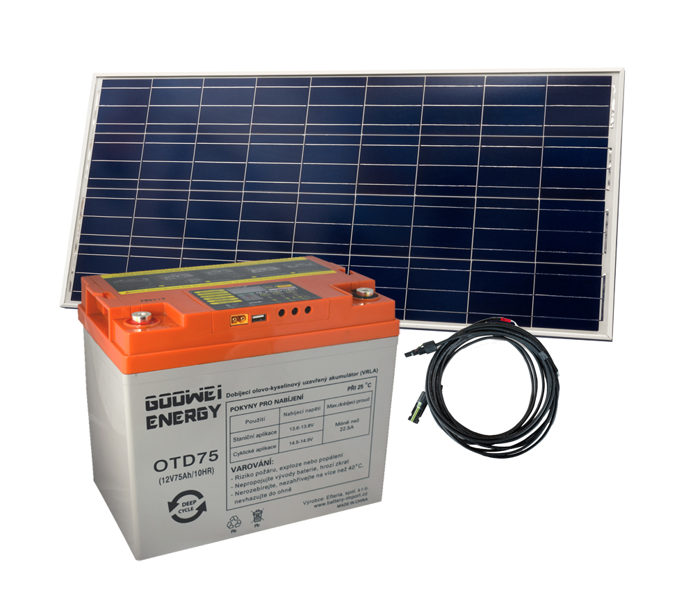 Levně Set baterie GOOWEI ENERGY OTD75 (75Ah, 12V) a solární panel Victron Energy 115Wp/12V