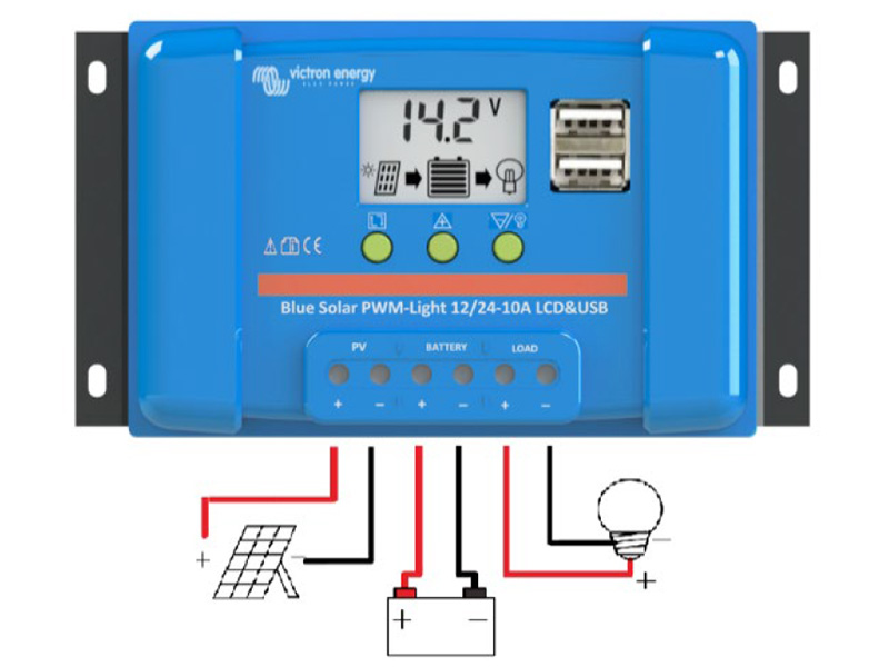 Victron Solární regulátor BlueSolar PWM-LCD&USB 12/24V-10A