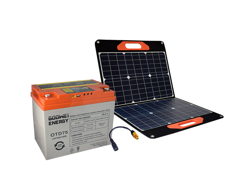 Levně GOOWEI ENERGY set baterie OTD75 (75Ah, 12V) a přenosného solárního panelu 60W