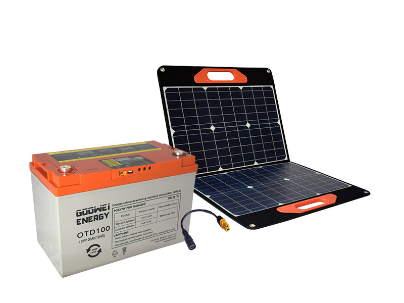 Levně GOOWEI ENERGY set baterie OTD100 (100Ah, 12V) a přenosného solárního panelu 60W