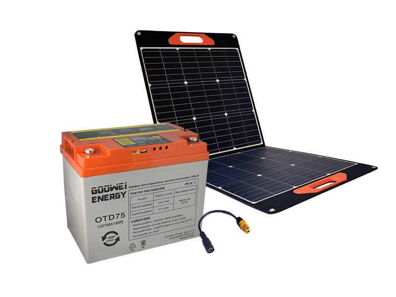 Levně GOOWEI ENERGY set baterie OTD75 (75Ah, 12V) a přenosného solárního panelu 100W