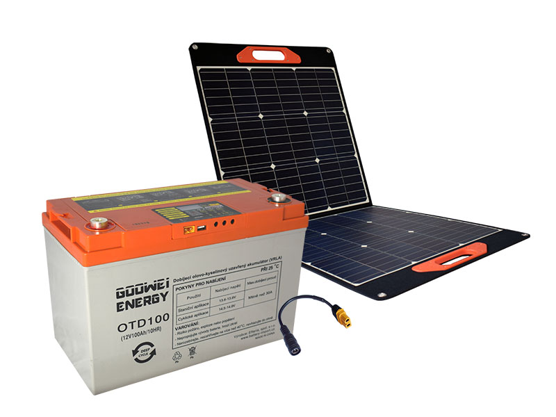 Levně GOOWEI ENERGY set baterie OTD100 (100Ah, 12V) a přenosného solárního panelu 100W