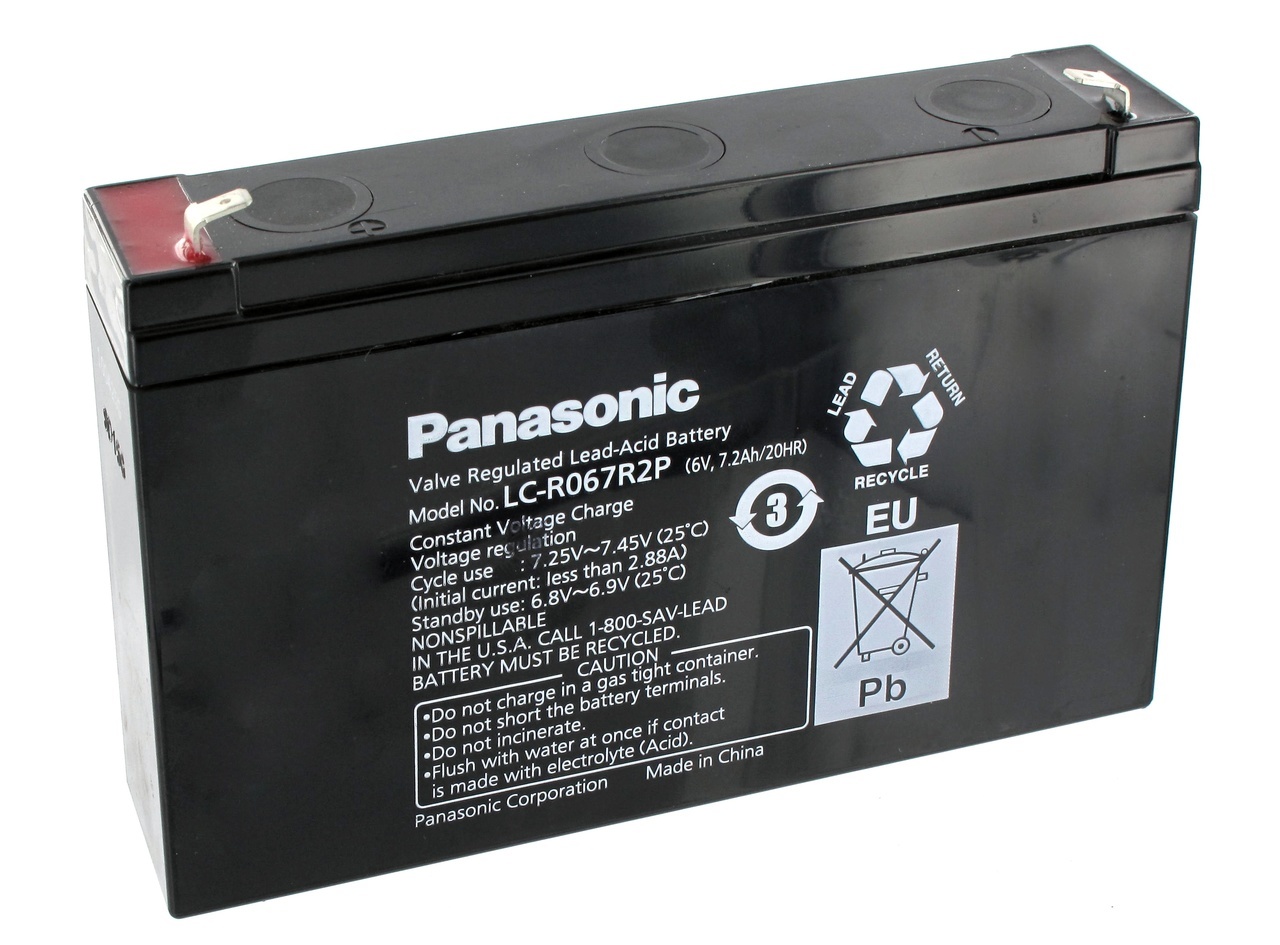 Panasonic LC-R067R2P, 6V - 7.2Ah, záložní baterie