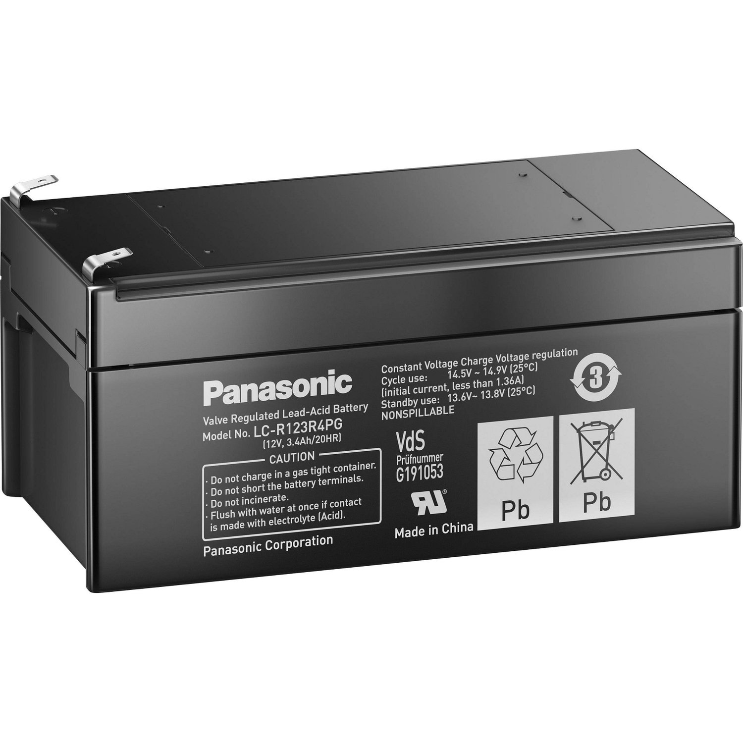 Panasonic LC-R123R4PG, 12V - 3.4Ah, záložní baterie