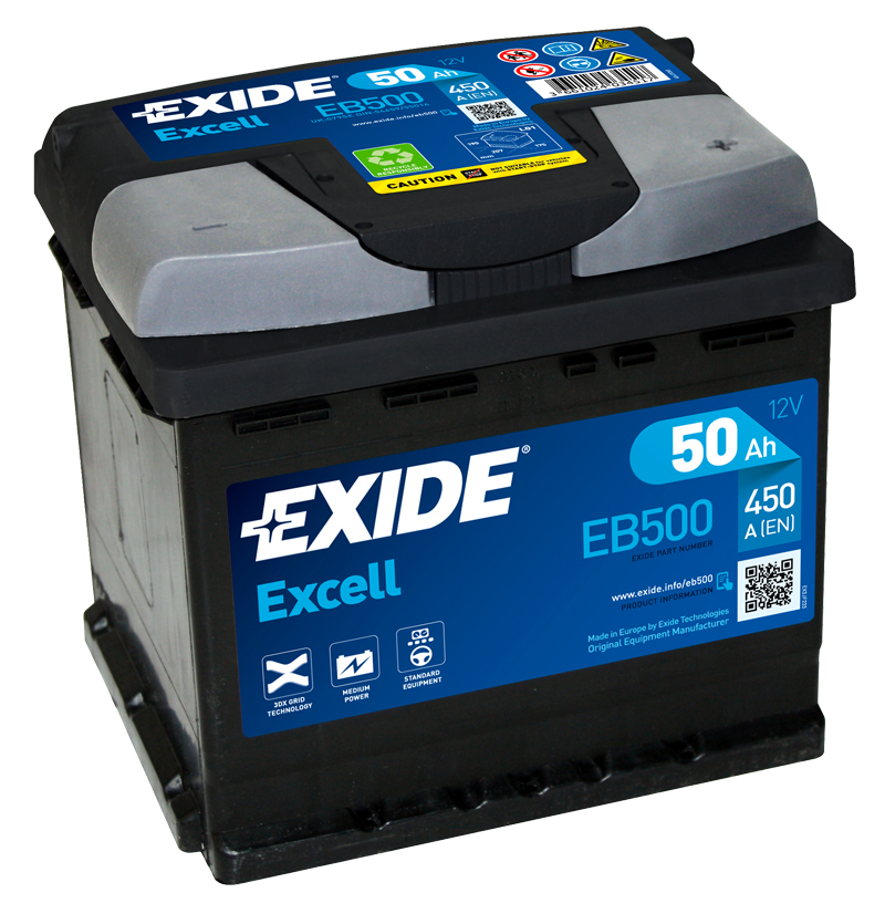 Levně Exide Excell 12V 50Ah 450A EB500