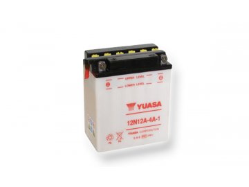 Motobaterie YUASA (originál) 12N12A-4A-1, 12V, 12Ah dodávané vrátane balenia akumulátorovej kyseliny